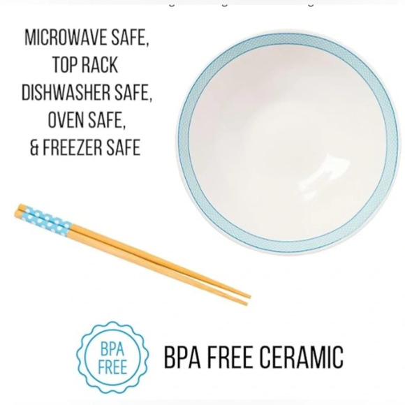 HELLO KITTY AND FRIENDS CERAMIC BOWL WITH CHOPSTICKS. MADE BY SANRIO. NWTS! - Picture 9 of 10